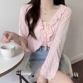 【ピンク】透かし編みサマーカーディガン