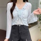 【ライトブルー】透かし編みサマーカーディガン