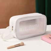 【ホワイト/Mサイズ】たっぷり収納メイクポーチ スクエア