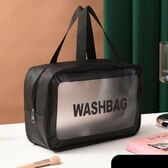 【ブラック/Lサイズ】たっぷり収納メイクポーチ スクエア