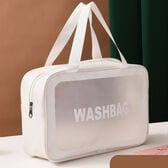 【ホワイト/Lサイズ】たっぷり収納メイクポーチ スクエア