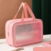 【ピンク/Lサイズ】たっぷり収納メイクポーチ スクエア