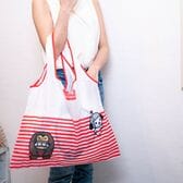 【ボーダーレッド】けんさくとえんじん ショッピングバッグ