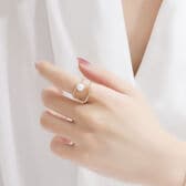 【ゴールド】ラインストーン スクエアリング