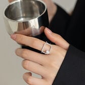 【シルバー】ラインストーン スクエアリング