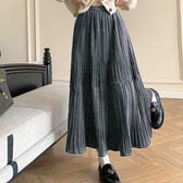 【グレー】プリーツロングスカート