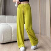 【イエロー】 ウエストゴムカラーワイドパンツ