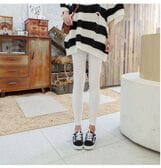 【ホワイト】ウエストゴムシンプルレギンスパンツ