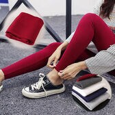 【ワインレッド】ウエストゴムシンプルレギンスパンツ