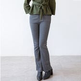 【グレー/フリルタイプ】 ウエストゴム フレアリブパンツ