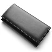 【ブラック】BEAMZSQUARE 銀面 牛革 オイルドレザー メンズ 長財布 BS-1904BK