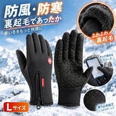 【Lサイズ　ブラック】スマホ対応・防風・保温・滑り止め 裏起毛グローブ