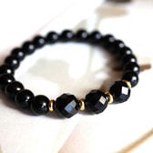 【メンズ/オニキス】64面＋ラウンドカットブレスレット