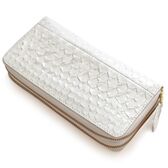 【ホワイト】パイソン革 ダブルラウンドファスナー 長財布 3226WH