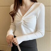 【ホワイト】ツイストニットセーター