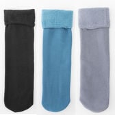 【3足セット】裏起毛ソックス 靴下 冷え取り靴下（ブラック+ブルー+ライトグレー）