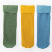 【3足セット】裏起毛ソックス 靴下 冷え取り靴下（グリーン+イエロー+ブルー）
