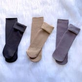 【3足セット】裏起毛ソックス 靴下 冷え取り靴下（B：グレー／ライトグレー／ベージュ）