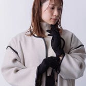 【ブラック】スマートフォン対応 手触りなめらか＆裏起毛シャムード手袋