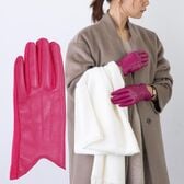【マゼンタ】フェイクレザー あたたかくおしゃれな裏起毛手袋