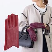 【ワイン】フェイクレザー あたたかくおしゃれな裏起毛手袋