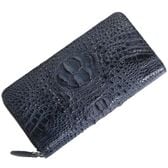 【ブラック】クロコダイル レザー ホーンバック ラウンドファスナー 長財布