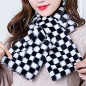 【Bチェック柄】ふわふわフェイクファー 差し込みティペット