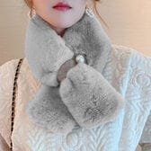 【A01/グレー】ふわふわフェイクファーティペット