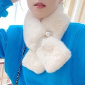 【A01/ホワイト】ふわふわフェイクファーティペット