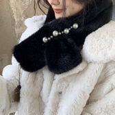 【A02/ブラック】ふわふわフェイクファーティペット