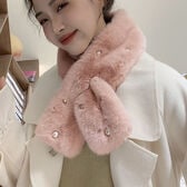 【A04/ピンク】ふわふわフェイクファーティペット