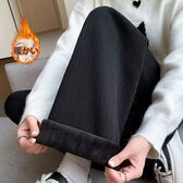 【ブラック】裏起毛 ウエストゴムワイドパンツ