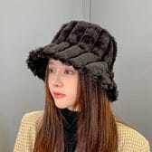 【ブラック】もこもこフェイクファーバケットハット