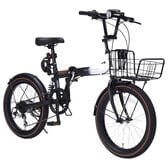 【ホワイトブラック】 折畳セミファット20・6SP・リアサス・バスケット付