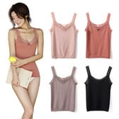 【ブラック】Vネック レースキャミソール