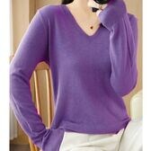 【パープル】薄手Vネックニット