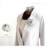 【グレー】サテンローズコサージュ パール チュール