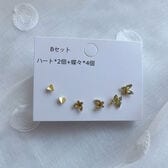 【ゴールド】 ピアス3ペアセット（ハート+蝶々×2ペア）
