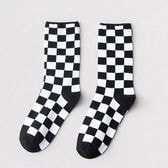 【ブラックホワイト】ブロックチェック柄ソックス