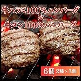 【計900g/(150g×3個)×2種】牛タン100％＆牛ハラミ100％のPREMIUMハンバーグ