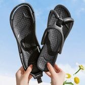 【ブラック/22.5〜23cm】超軽量EVA折りたたみサンダル