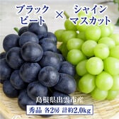 【予約受付】8/19~順次出荷【秀品約2.0kg各2房】島根県産ブラックビート&シャインマスカット