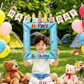 【ブルー＋ランダム】お誕生日の記念撮影に！バースデーフォトフレームバルーン【2種】