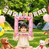 【ピンク＋ランダム】お誕生日の記念撮影に！バースデーフォトフレームバルーン【2種】