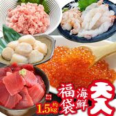 【合計1490g】メガ盛り！大入り海鮮福袋 海鮮5種詰め合わせ [[大入り海鮮福袋]