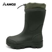 【グリーン/25.0cm】レインブーツ フード付き ミドル丈 防水 雨靴 CB817