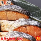 【5切×各1パック】北海道網走加工 秋鮭＋紅鮭 切身食べ比べセット