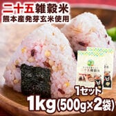 【1セット1kg（500g×2袋）】二十五雑穀米 くまモン袋 国産 もち麦 熊本県産発芽玄米 入