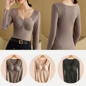 【Lサイズ／3色セット】カップ付きVネックあったか長袖インナーセット（表記3XL）