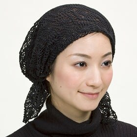 ブラック+グレー〈ラメ入り〉]ニットターバン風ヘアーキャップ2色組 